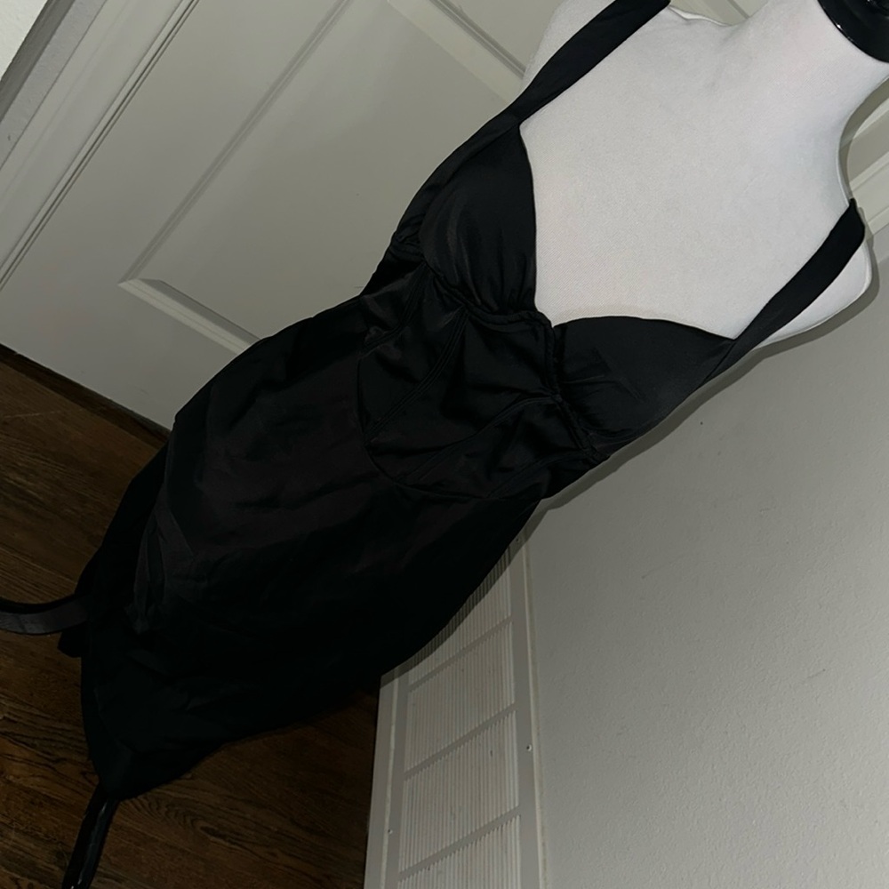 Satin corset black dress